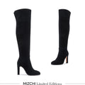 DORIAN - black suede over knee boots