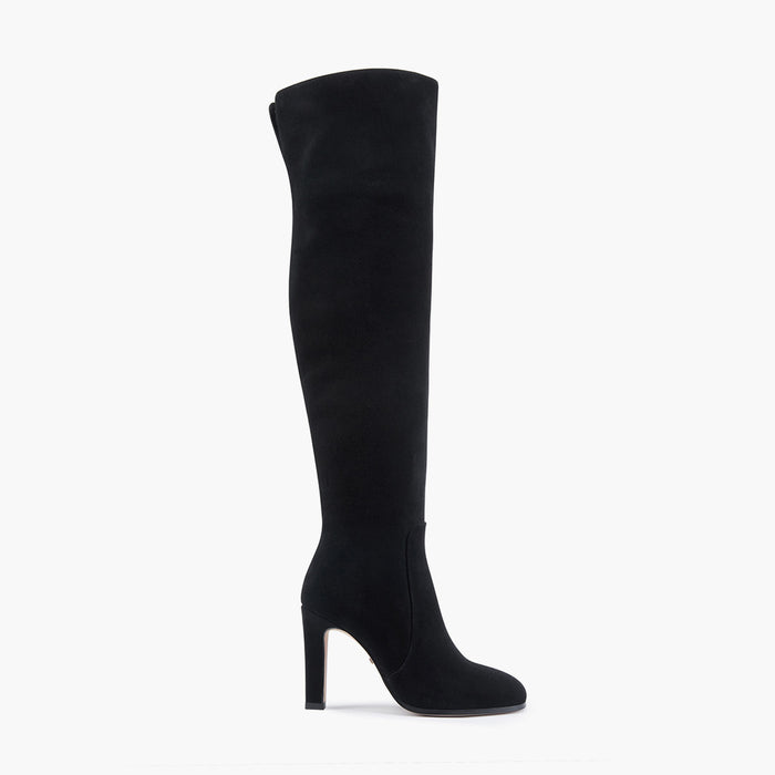 DORIAN - black suede over knee boots