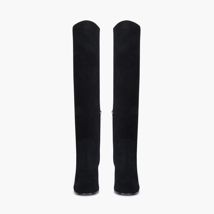 DORIAN - black suede over knee boots