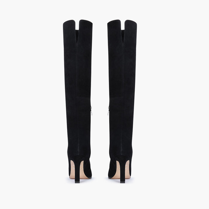 DORIAN - black suede over knee boots