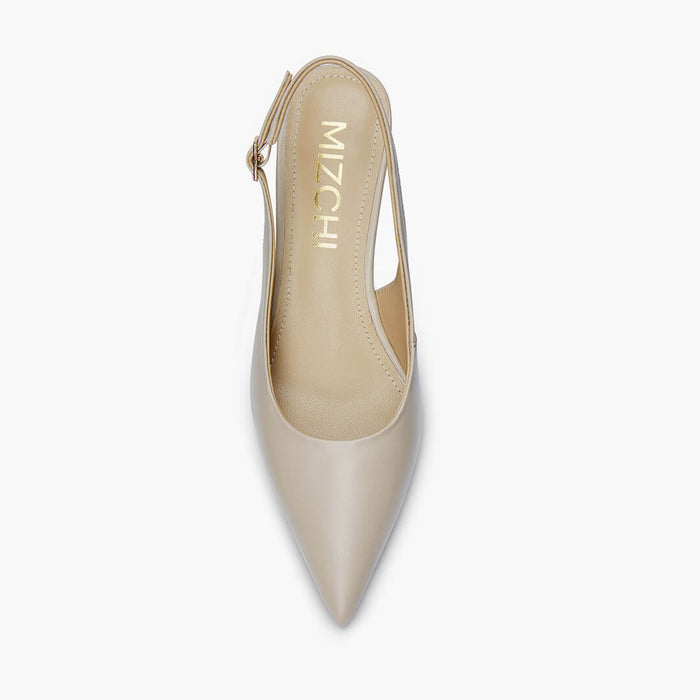 ELLIOT - beige leather slingback wedge
