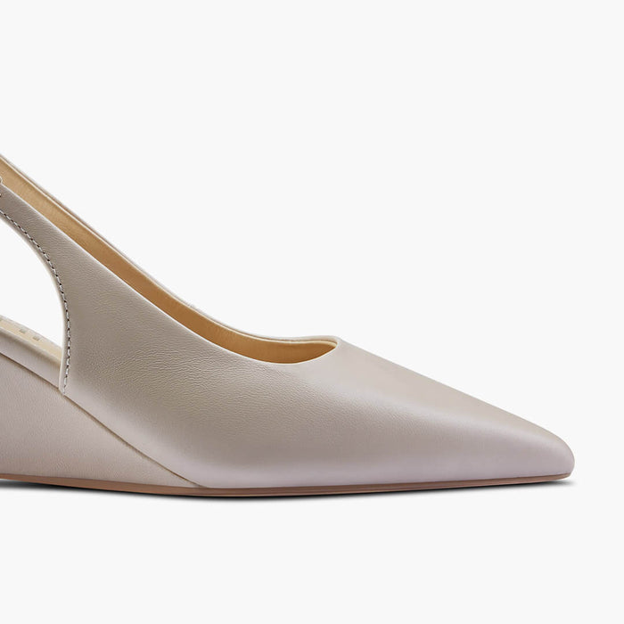 ELLIOT - beige leather slingback wedge