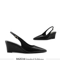 ELLIOT - black leather slingback wedge