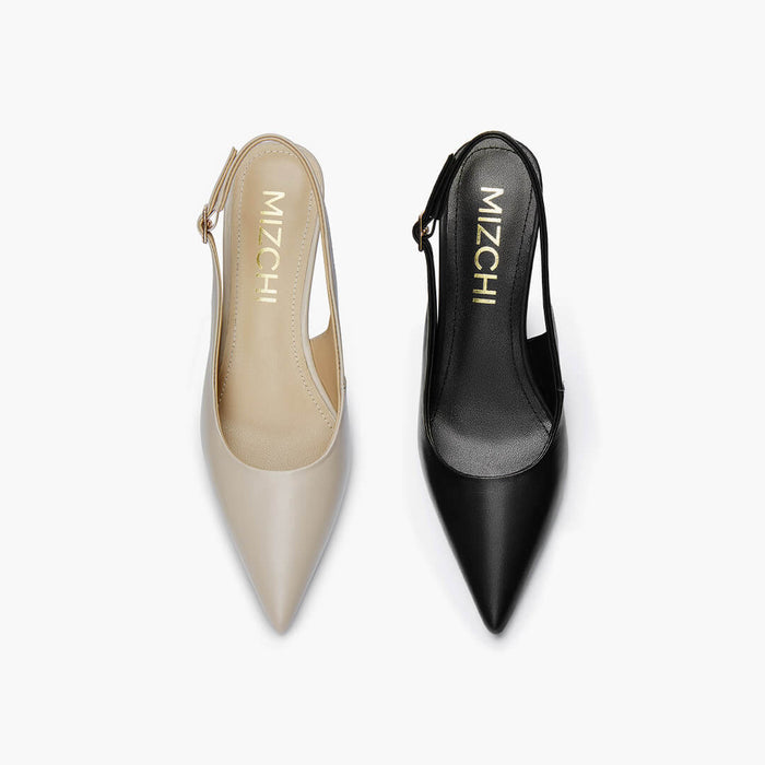 ELLIOT - black leather slingback wedge