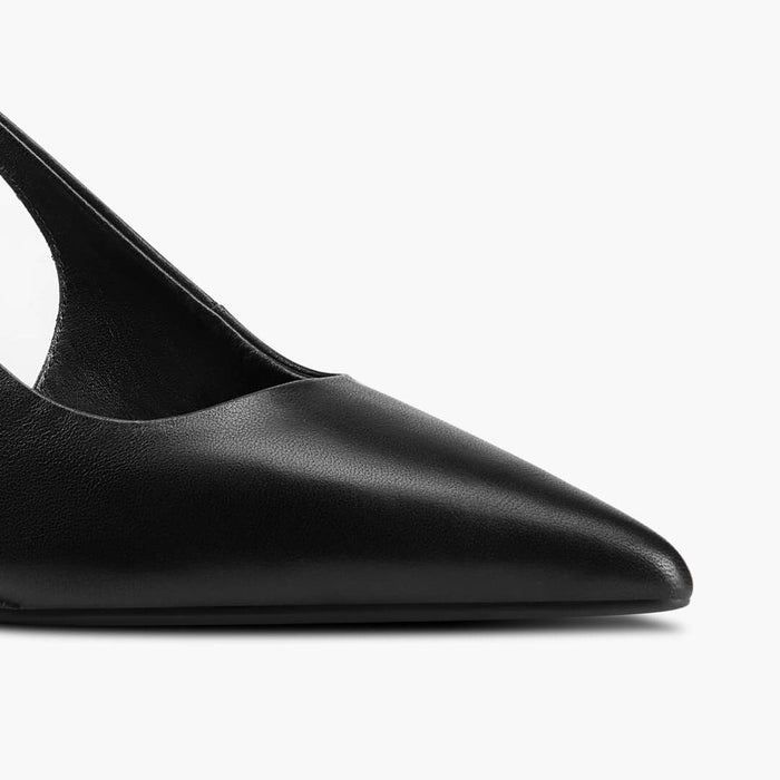 ELLIOT - black leather slingback wedge