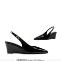 ELLIOT - black patent slingback wedge