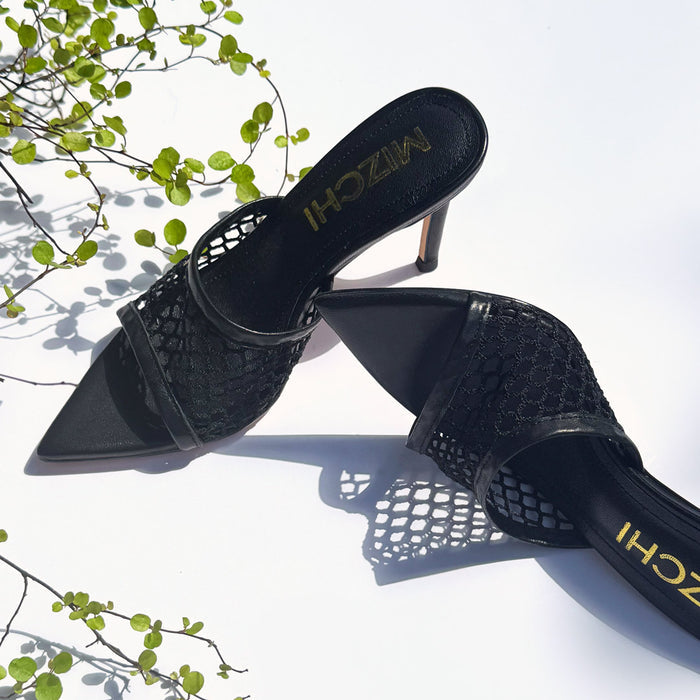 Elowen - Black Mesh Mules