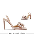 ELYSIA - beige satin bow slingback