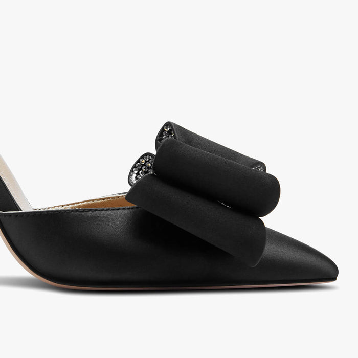 ELYSIA - black satin bow slingback