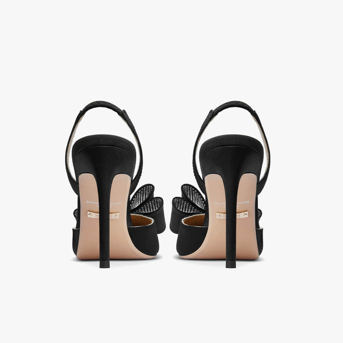 ELYSIA - black satin bow slingback