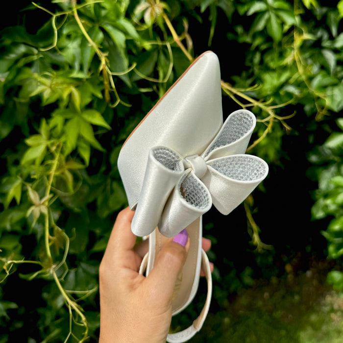 ELYSIA - ivory satin bow slingback