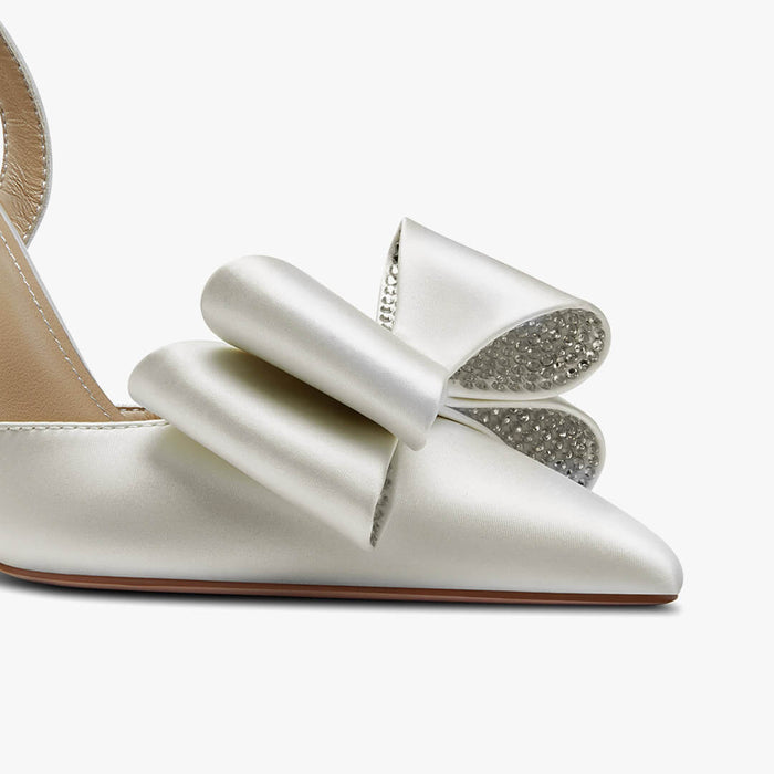 ELYSIA - ivory satin bow slingback