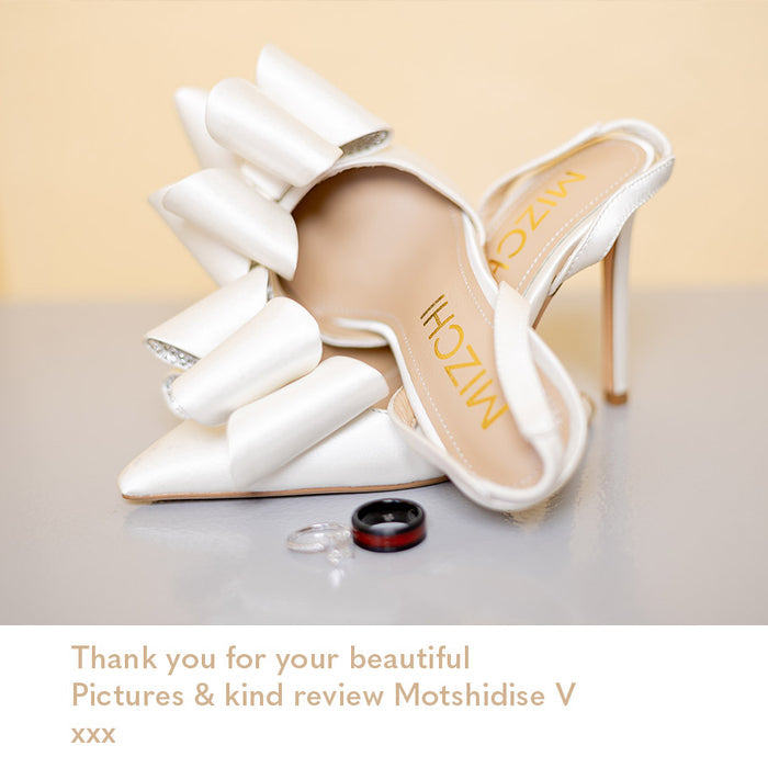 ELYSIA - ivory satin bow slingback