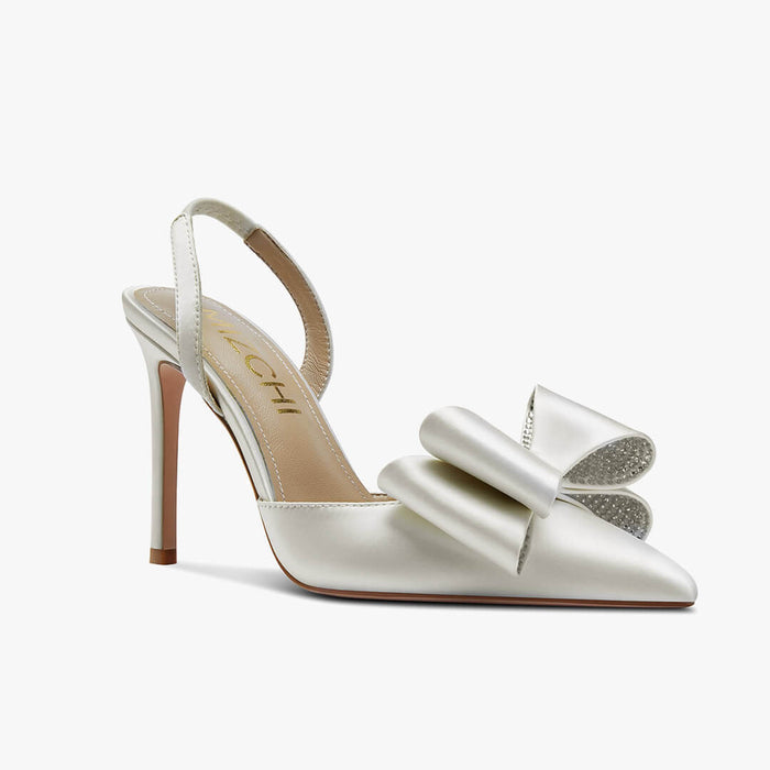 ELYSIA - ivory satin bow slingback