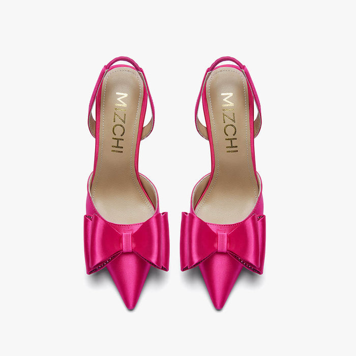 ELYSIA - pink satin bow slingback