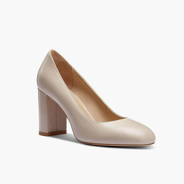 ESHA - beige leather chunky high heel pump