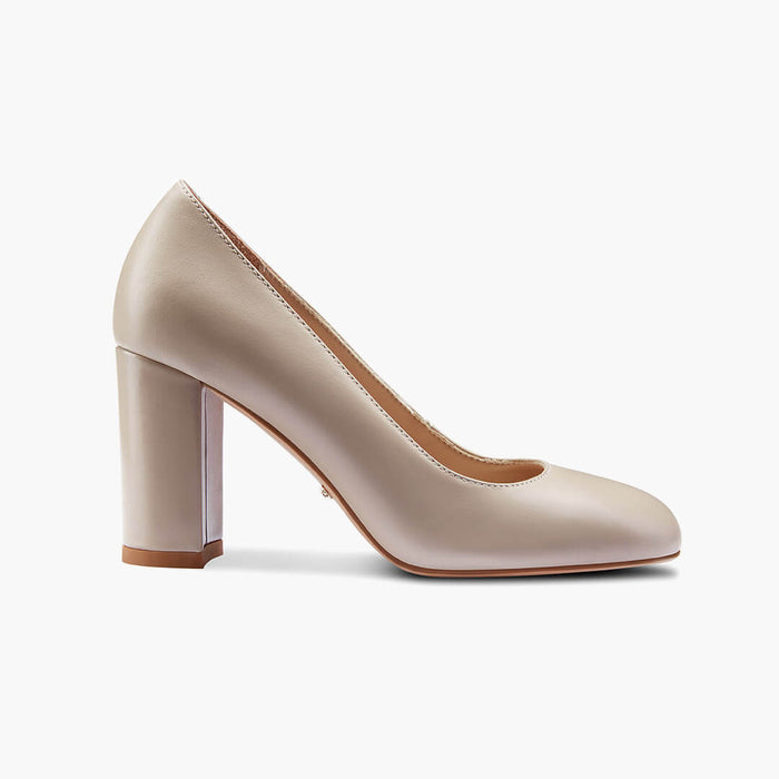 ESHA - beige leather chunky high heel pump