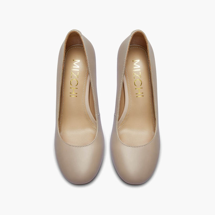 ESHA - beige leather chunky high heel pump