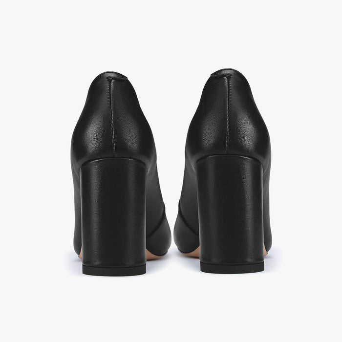 ESHA - black leather chunky high heel pump