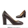 ESHA - brown leather chunky high heel pump