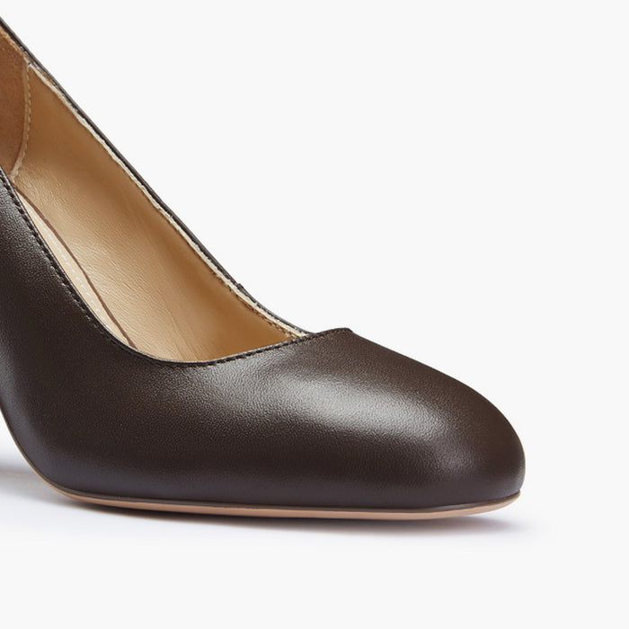 ESHA - brown leather chunky high heel pump