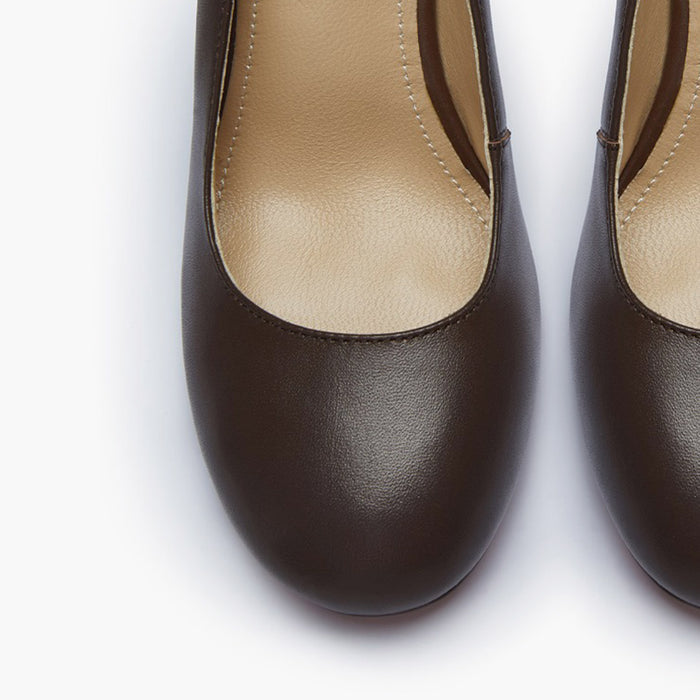 ESHA - brown leather chunky high heel pump
