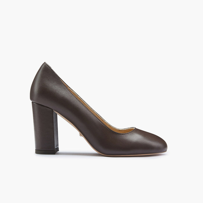 ESHA - brown leather chunky high heel pump