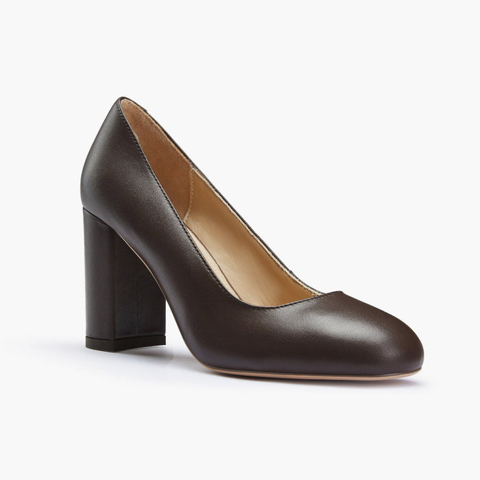 ESHA - brown leather chunky high heel pump