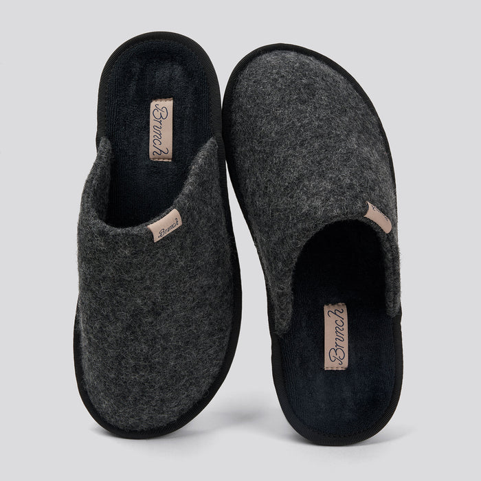 Brunch Essential slipper in Dark Grey felted wool, product view 3