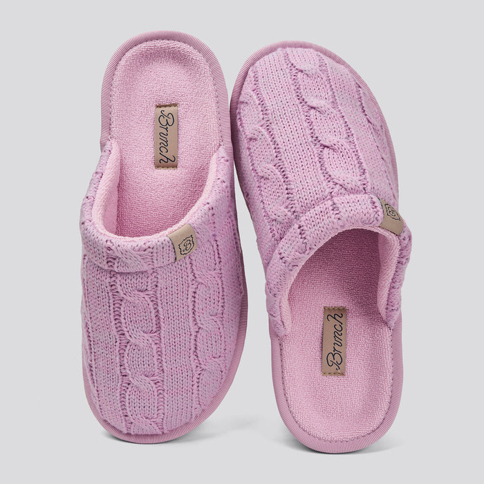 Brunch Essential slipper in Mauve cable knit, product view 4
