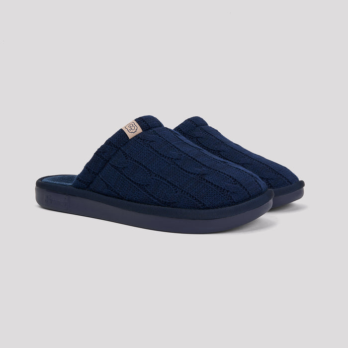 Brunch Essential slipper in Navy cable knit, main product image