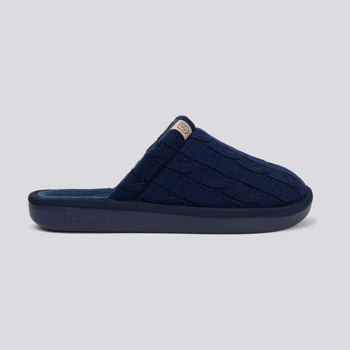 Brunch Essential slipper in Navy cable knit, product view 3