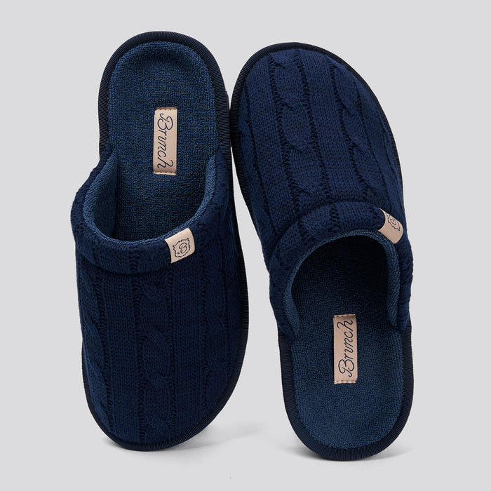 Brunch Essential slipper in Navy cable knit, product view 4