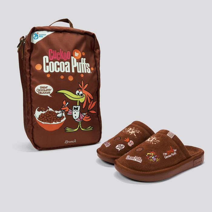 Brunch Essential Cocoa Puffs™ slipper in Chocolate Milk suede, product view 3