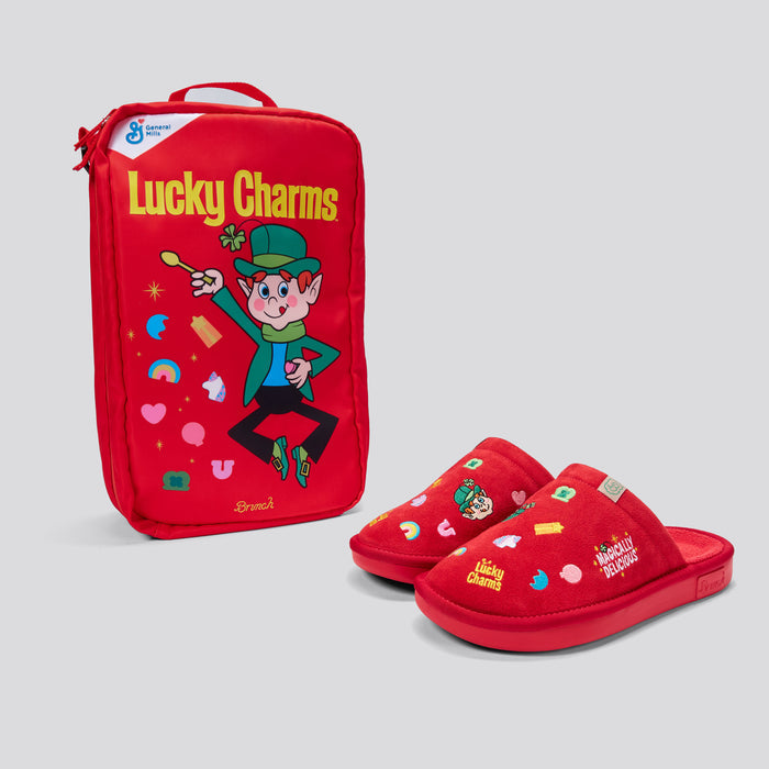Brunch Essential Lucky Charms™ slipper in Lucky Red suede, product view 3