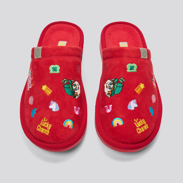 Brunch Essential Lucky Charms™ slipper in Lucky Red suede, product view 7