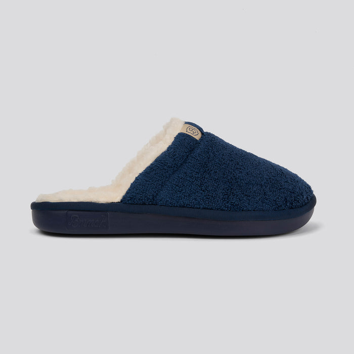 Brunch Essential Shearling slipper in Navy terry, product view 2