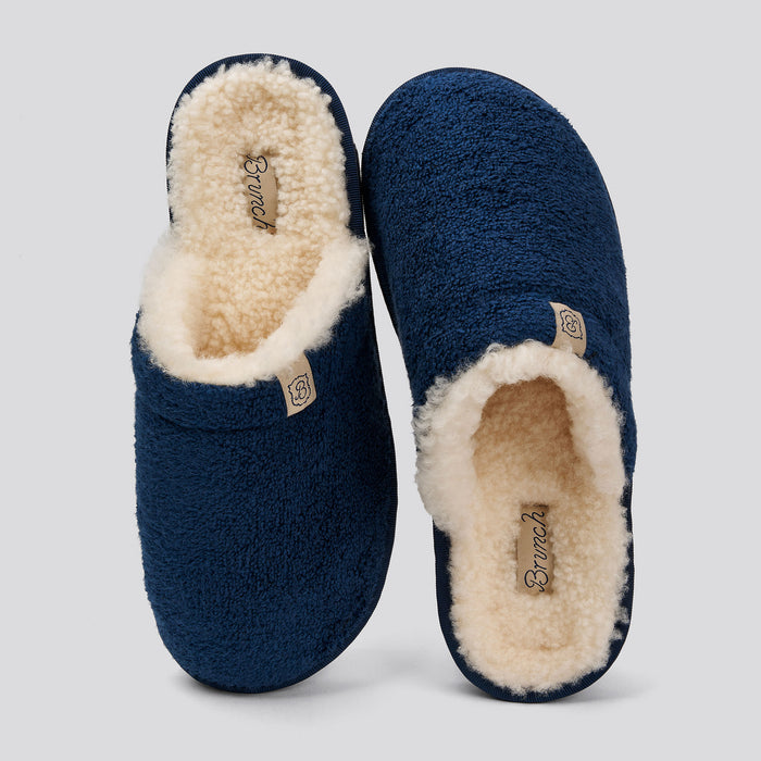 Brunch Essential Shearling slipper in Navy terry, product view 3