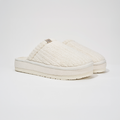Angled view of Essential XXL slipper in Panna showing ribbed terry upper and thick EVA sole on white background
