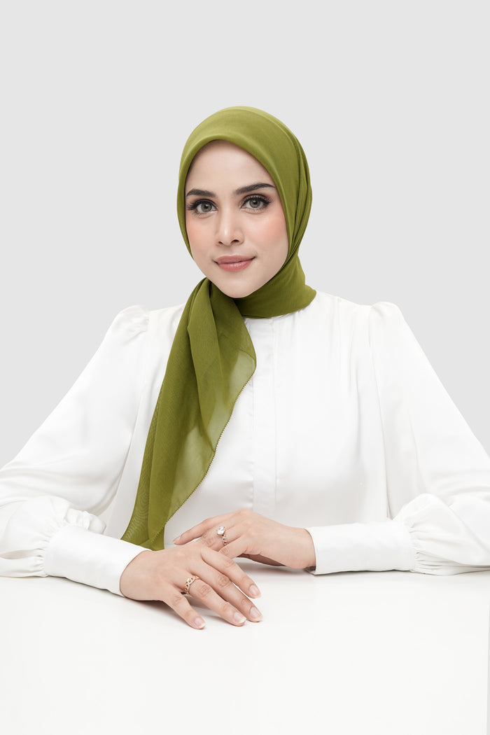 everyday scarf in avocado by buttonscarves front view