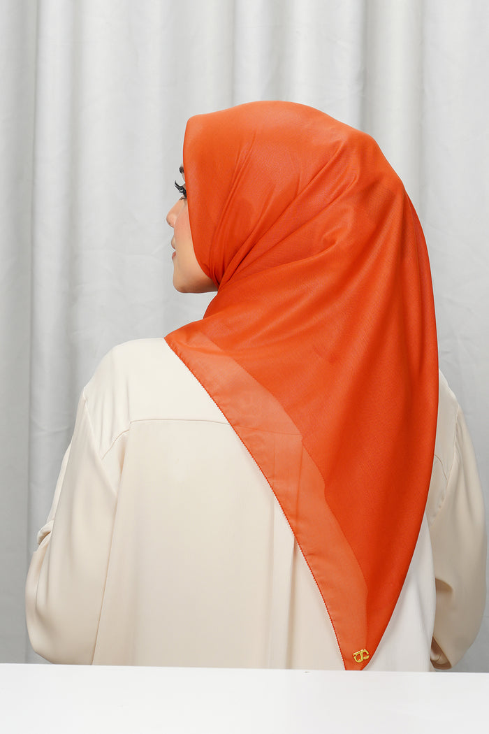 everyday scarf in red clay by buttonscarves back view