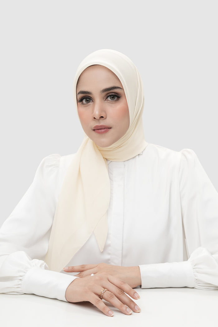 everyday scarf in whisper white by buttonscarves front view
