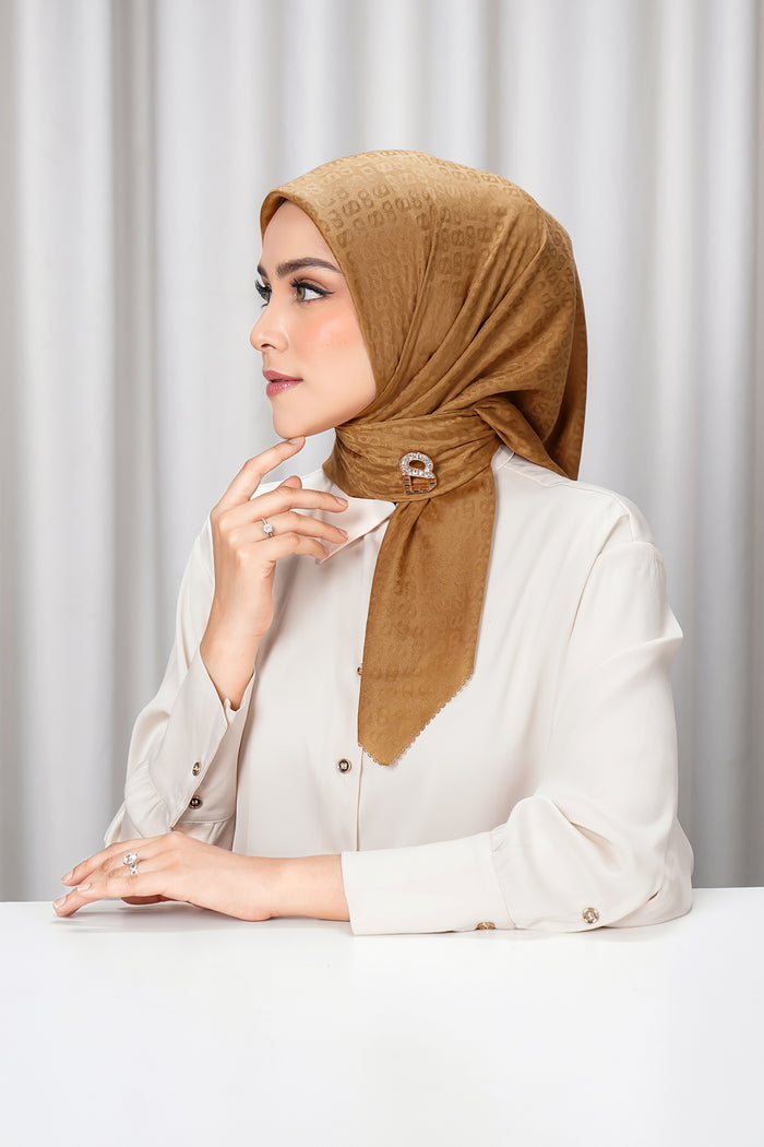 everyday tapi embossed 2.0 scarf in brown sugar by buttonscarves side view