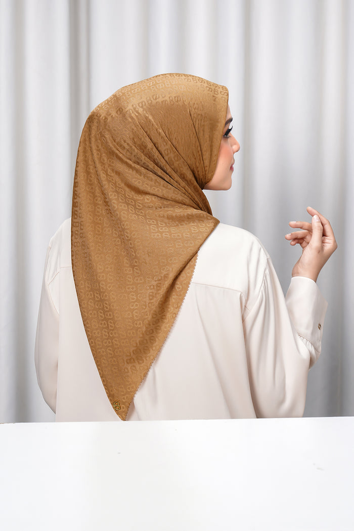 everyday tapi embossed 2.0 scarf in brown sugar by buttonscarves back view