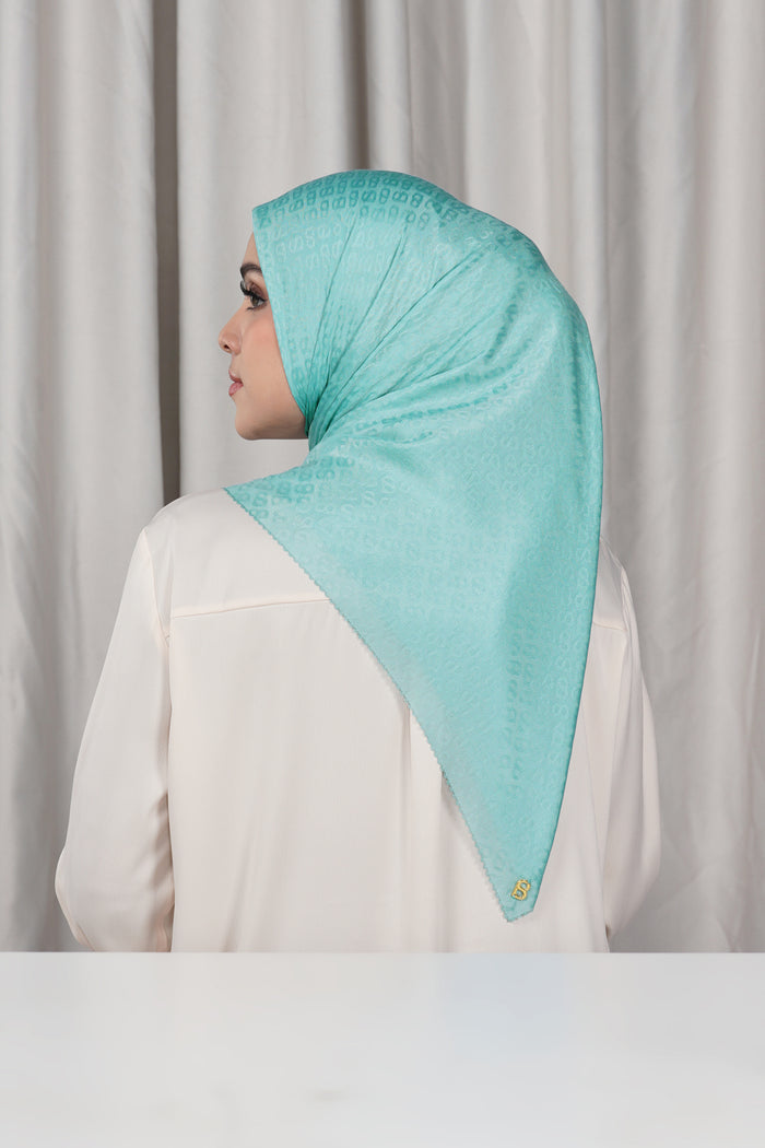 everyday tapis embossed 2.0 scarf in marine blue by buttonscarves back view