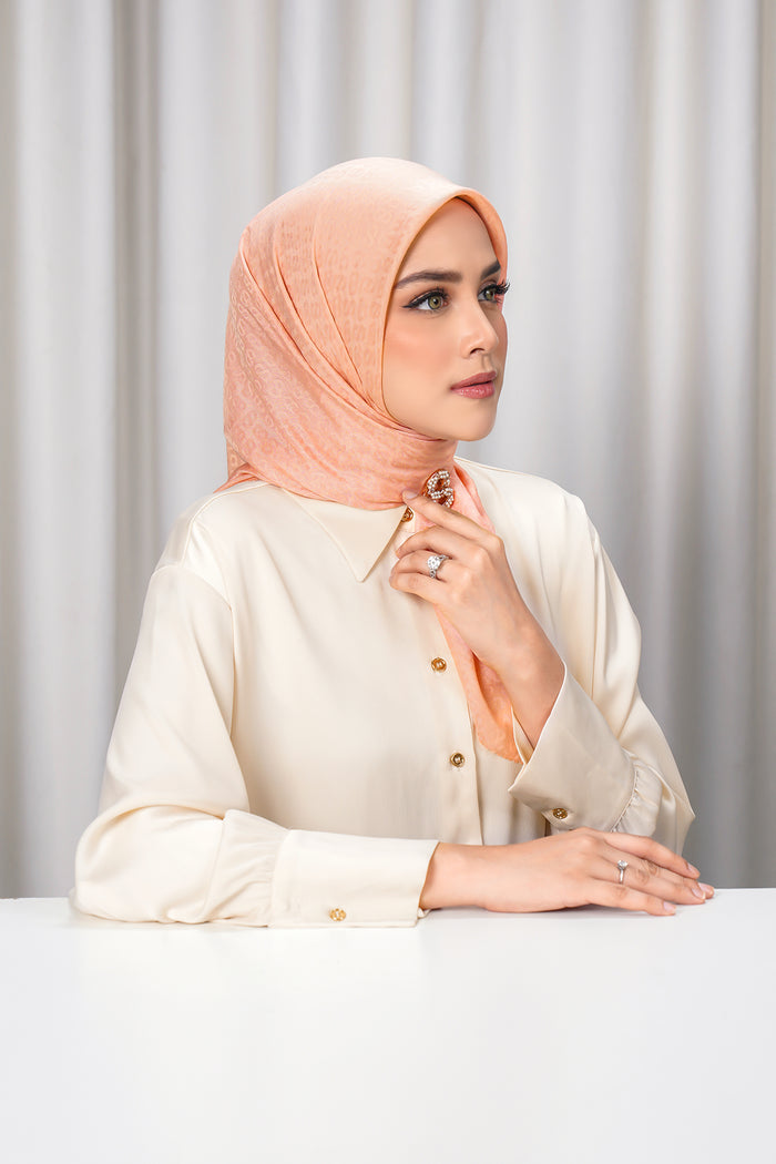 everyday tapis embossed 2.0 scarf in tropical peach by buttonscarves side view