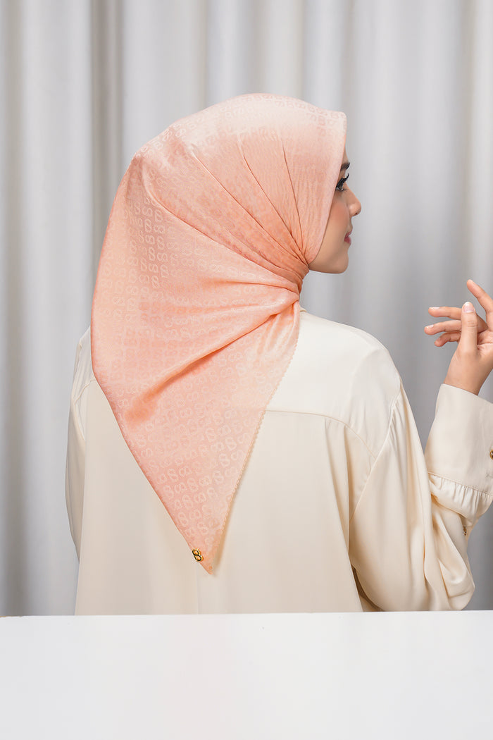 everyday tapis embossed 2.0 scarf in tropical peach by buttonscarves back view