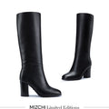 EVIE - black leather knee boots