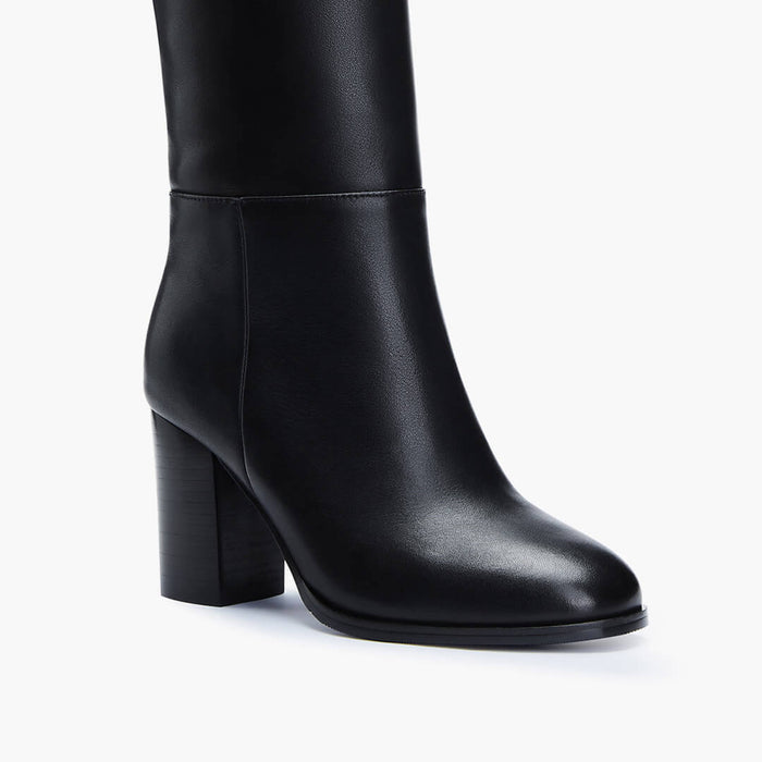 EVIE - black leather knee boots
