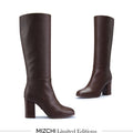 EVIE - brown leather knee boots